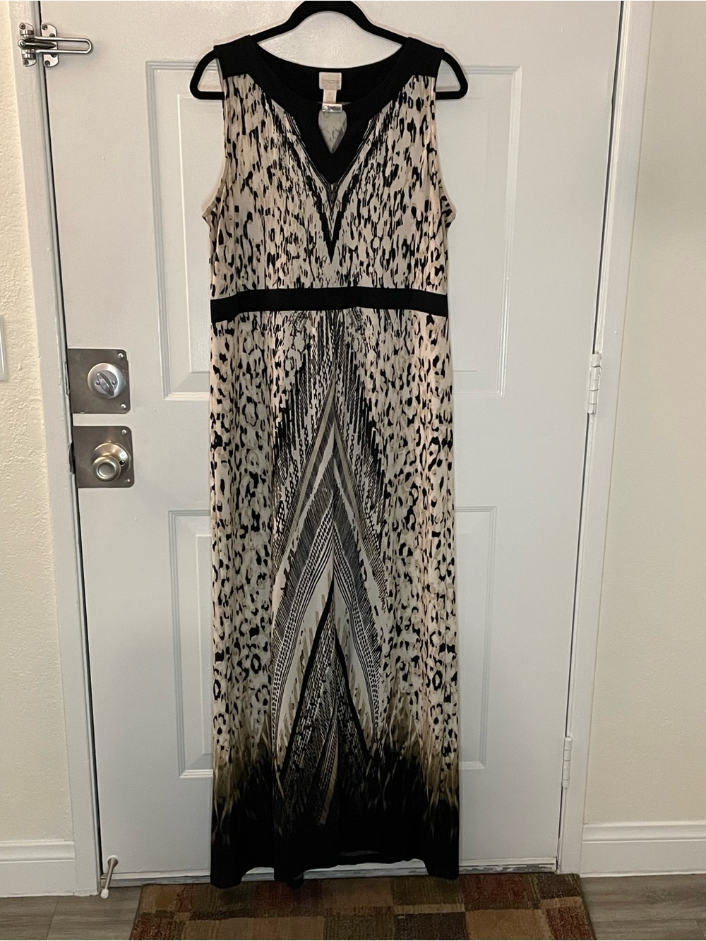 Chico's Black and Beige Printed Maxi Dress